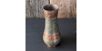 Vase India en laiton gravé et coloré, 